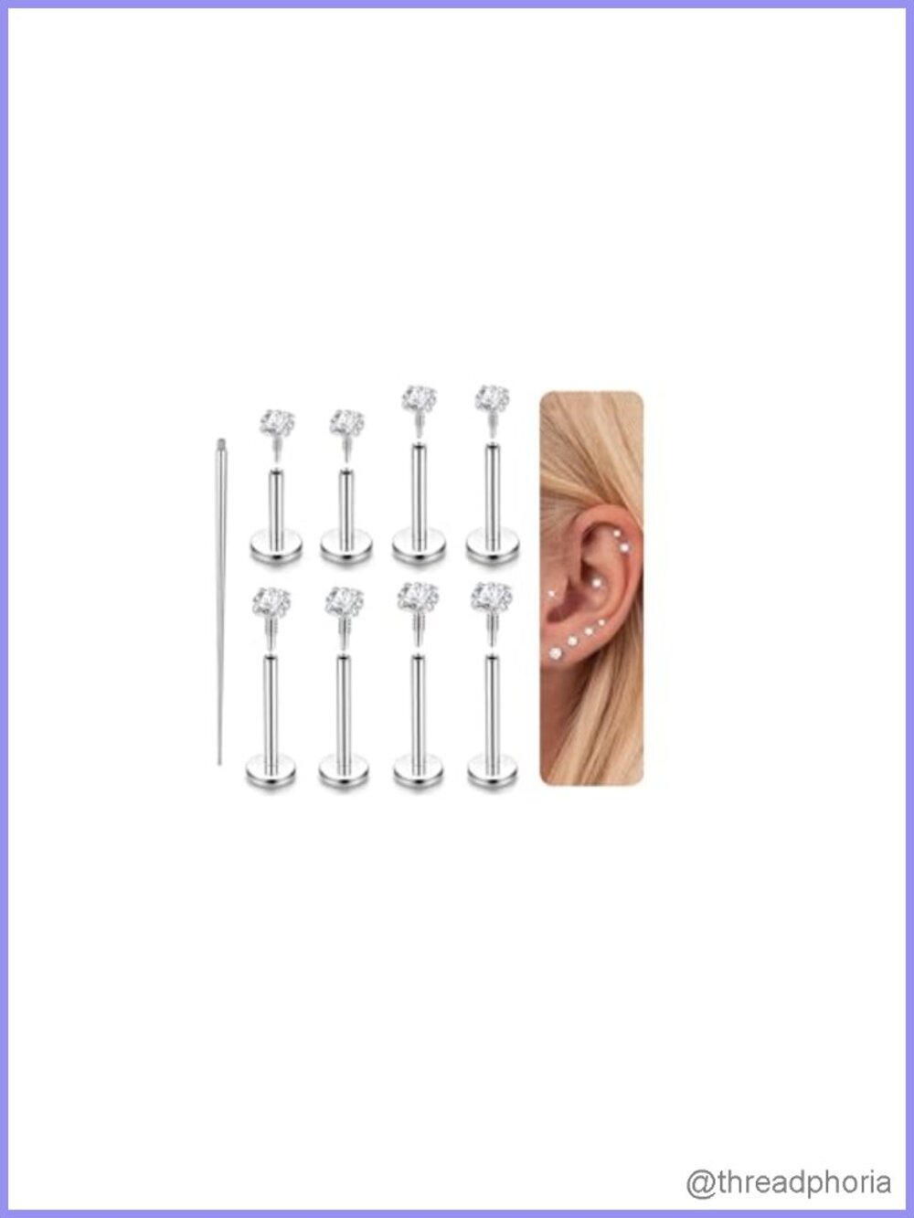 Hypoallergenic 316L Surgical Steel Flat Back Stud Earrings 18G Cartilage